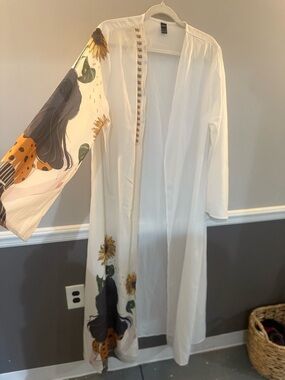 SHEIN White Lightweight Kimono Duster